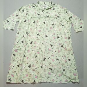 Easy Essentials Mint Green Cat Print Nightgown, Size 4X
